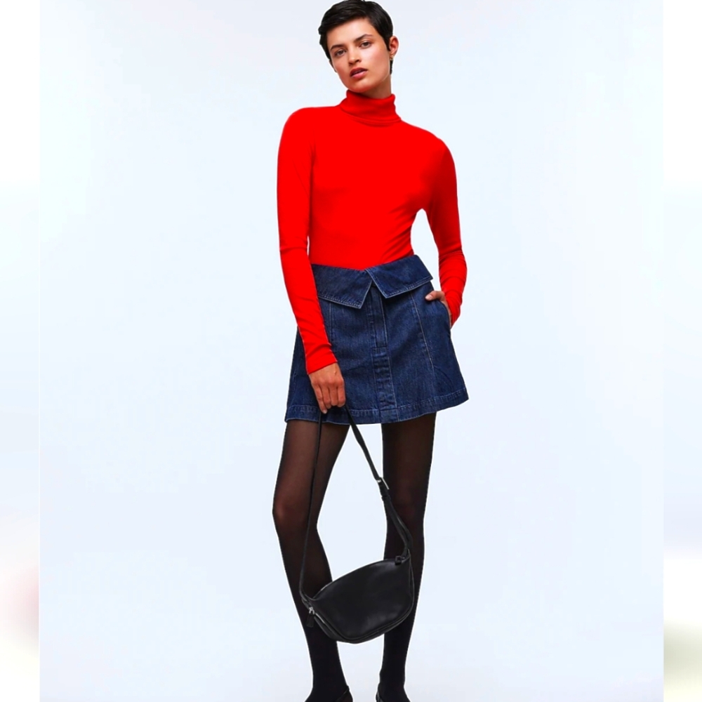 MADEWELL DENIM FOLDOVER-WAIST MINI SKIRT
